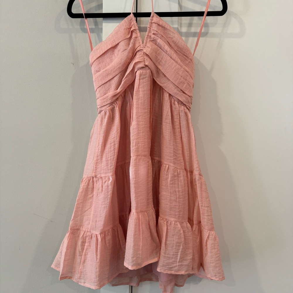 Indie luxe blush halter neck dress, size 12, US L